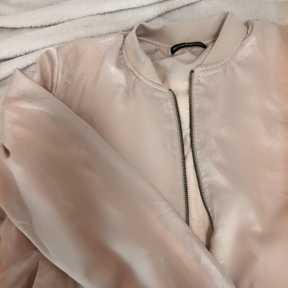 pale pink satin bomber jacket brandy melville